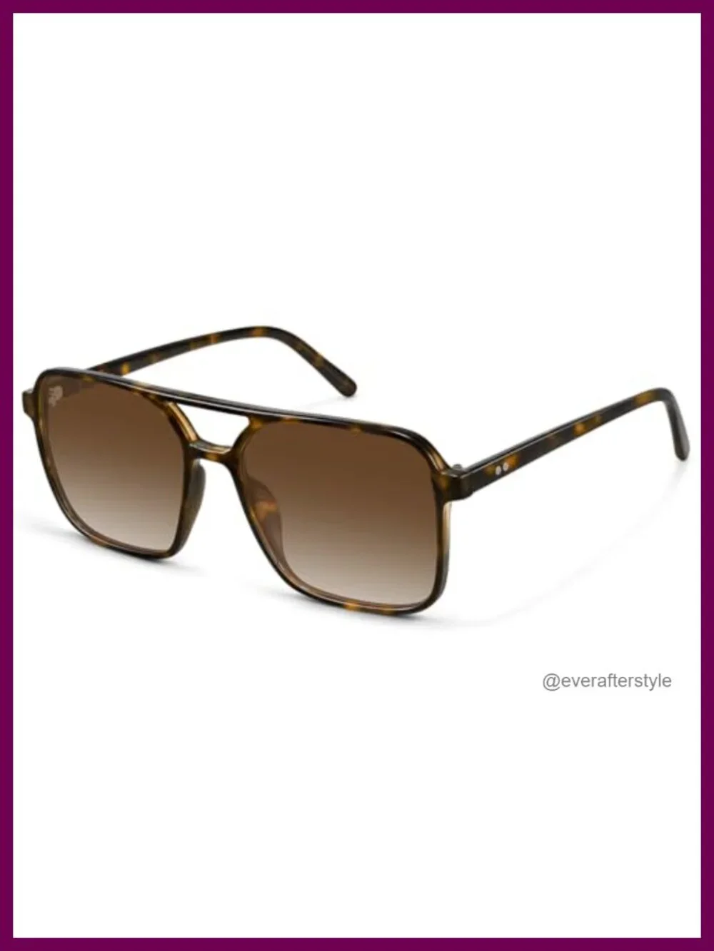 Retro Double Bar Aviator Sunglasses UV400 Protection Square Frame